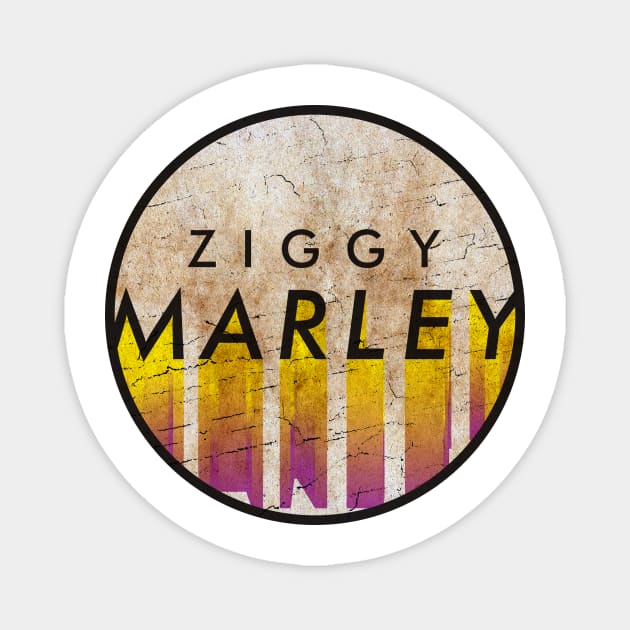 Ziggy Marley - VINTAGE YELLOW CIRCLE Magnet by GLOBALARTWORD