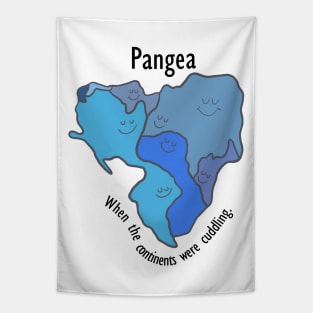 Pangea Continents Cuddling Blue Tapestry