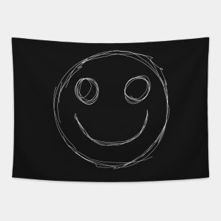 Dark and Gritty Emoji Smiley Face (white) Tapestry