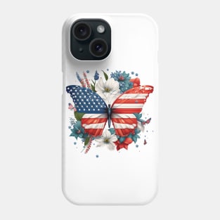 Patriotic Butterfly, 4th of July Design Phone Case
