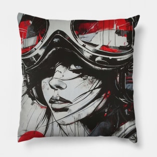 Black Ink Pilot Woman Pillow