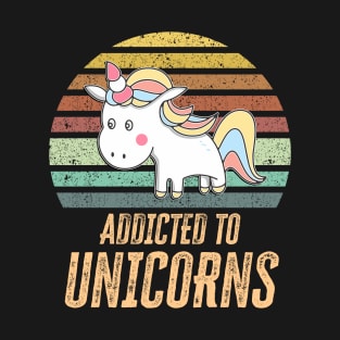 ✪ Addicted to Unicorns ✪ Awesome Cute Unicorn gift for kids, toddlers, and babies ✪ Retro Style T-Shirt