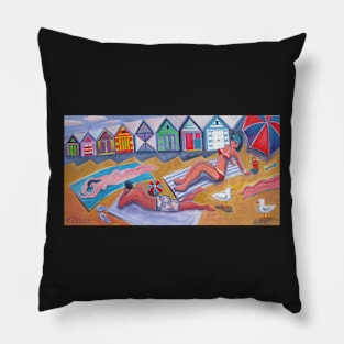 Sunbathers Brighton Beach Pillow