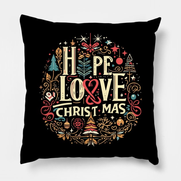 CHRISTMAS HOPE N' LOVE Pillow by Praiseworthy Essentials