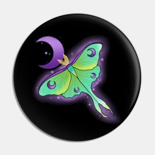 Luna moth with moon Pin