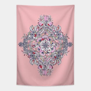 Floral Diamond Doodle in Red and Pink Tapestry