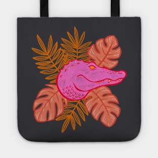 Tropical Botanical Hot Pink Alligator Tote