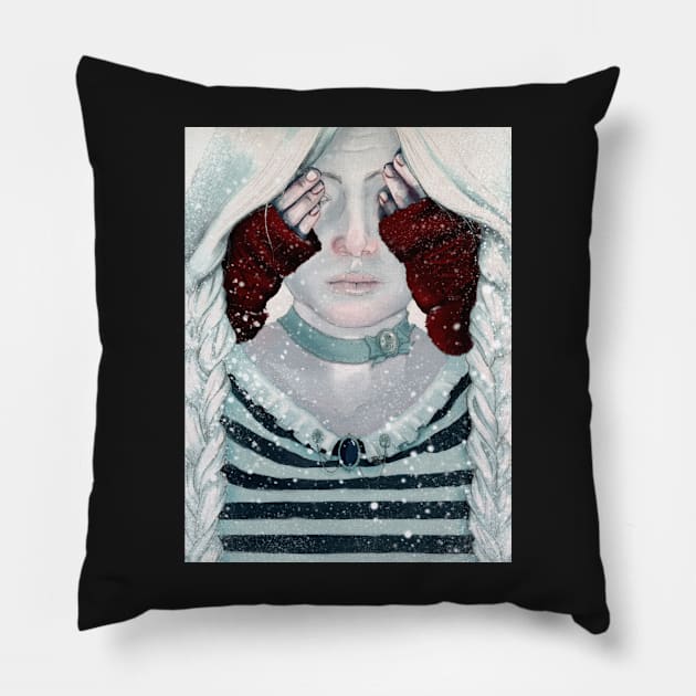 Little Red Riding Hood steampunk Illustration Pillow by IrenesGoodies