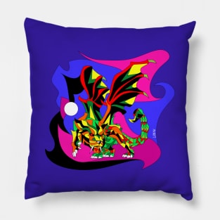 manticore ecopop snake with lion chimera art Pillow