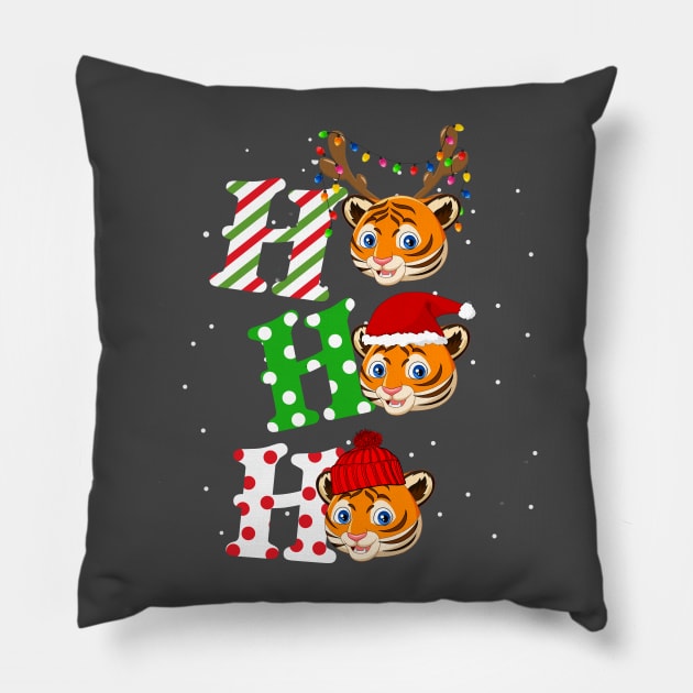 Tiger Ho Ho Ho Christmas Pillow by TeeSky