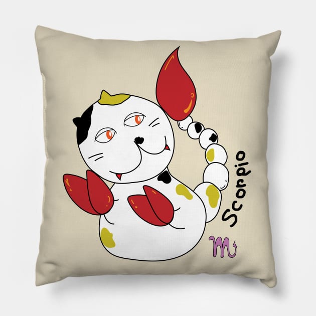 Scorpio zodiac funny cat Pillow by BonusSingh