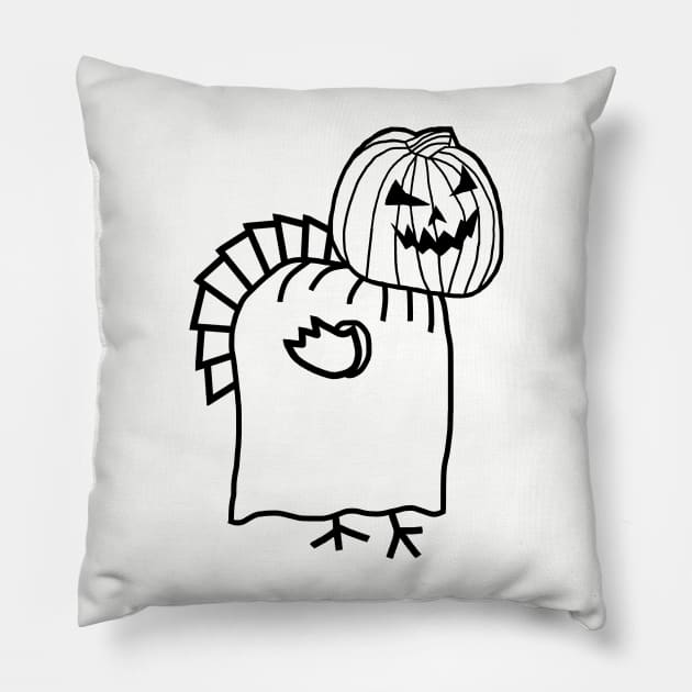 Thanksgiving Turkey Wearing Halloween Costume Line Drawing