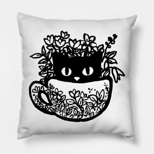 Cup Garden Cat Pillow