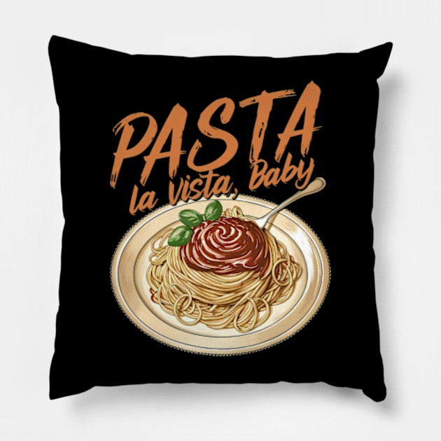 Pasta la Vista Baby Pillow by Neon Galaxia