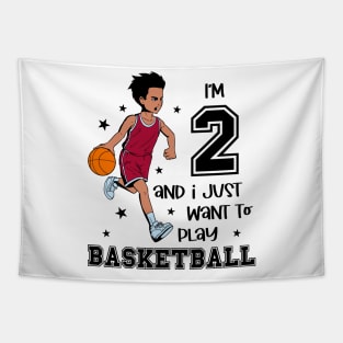 Boy plays basketball - I am 2 Tapestry