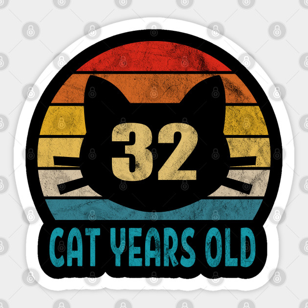 32 Cat Years Old Retro Style 4th Birthday Gift Cat Lovers Feline