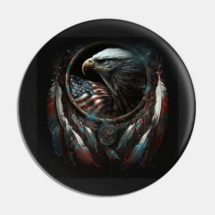 Native American Dream Catcher Patriotic Art Pin