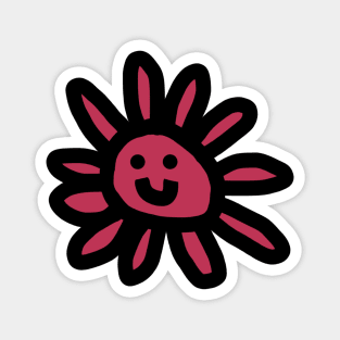 Daisy Flower Smiley Face Graphic Viva Magenta Magnet