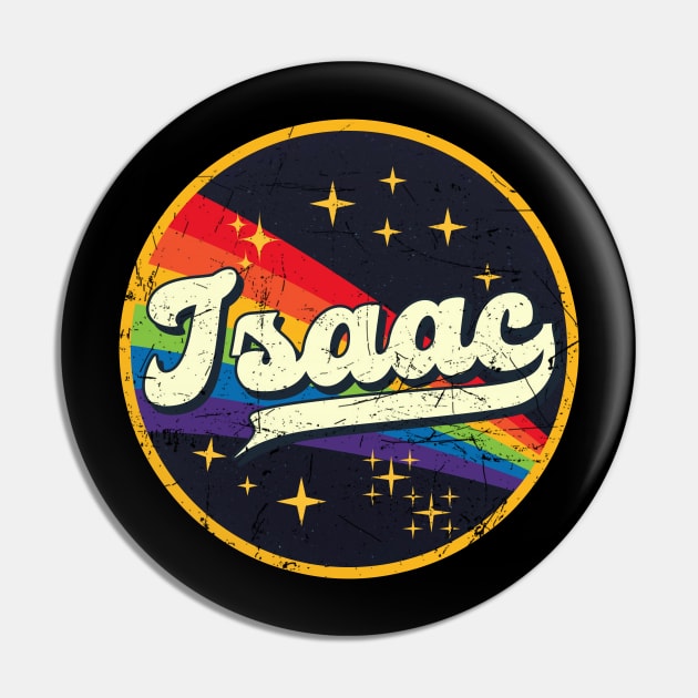 Isaac // Rainbow In Space Vintage Grunge-Style Pin by LMW Art