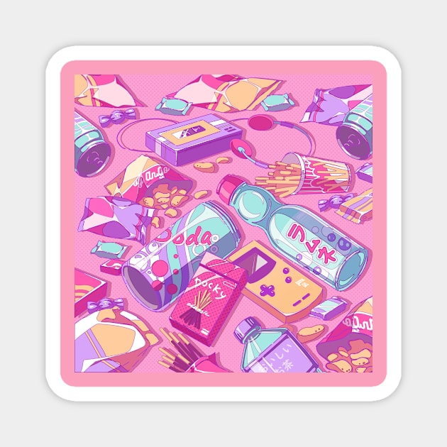 The Japanese retro snacks and drinks in pastel colors Magnet by AnGo