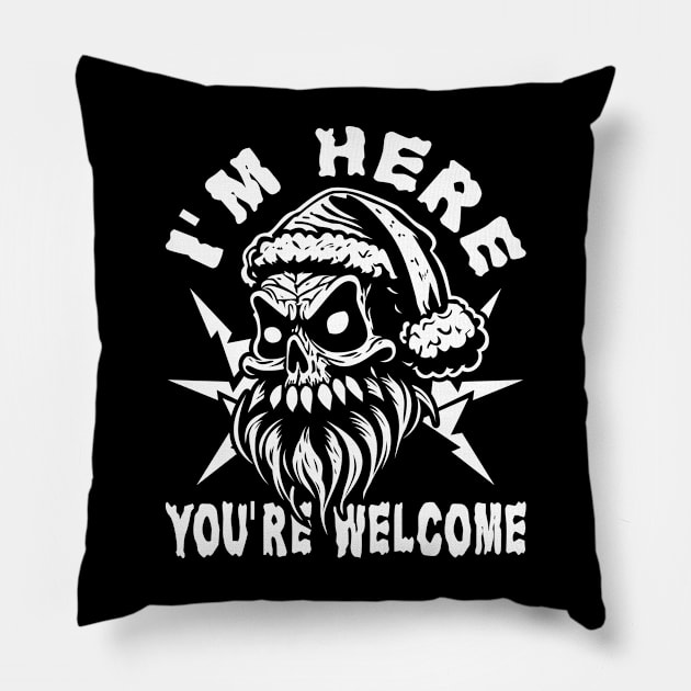 Skull Santa Claus Appreciative Gratitude Pillow by JaussZ