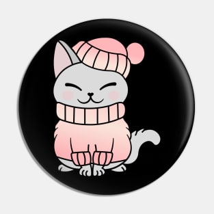 Cute Cozy Colorful Snow Winter Cat Kitty Pin