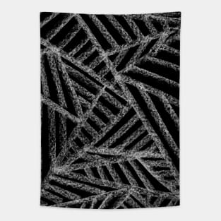 White and Black Minimal Web Lines - Abstract Charcoal Drawing Tapestry