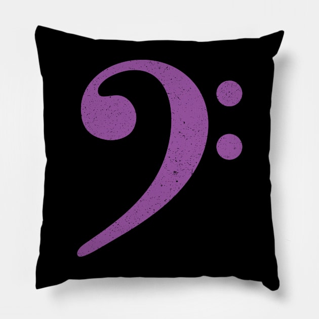 Bass Player Gift - Distressed Purple Bass Clef Pillow by Elsie Bee Designs
