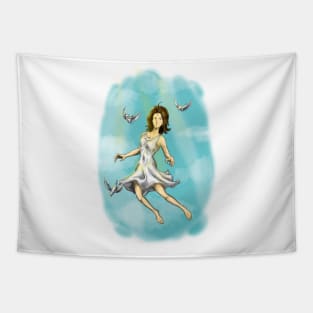 Girl Flying Tapestry