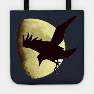 Nocturnal Crow Silhouetted Against A Harvest Moon Halloween Art Tote