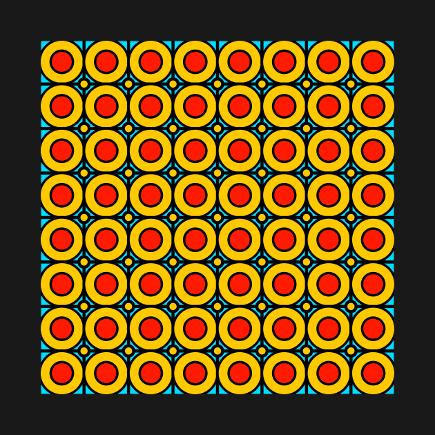 red and yellow abstract geometrical retro pattern by pauloneill-art