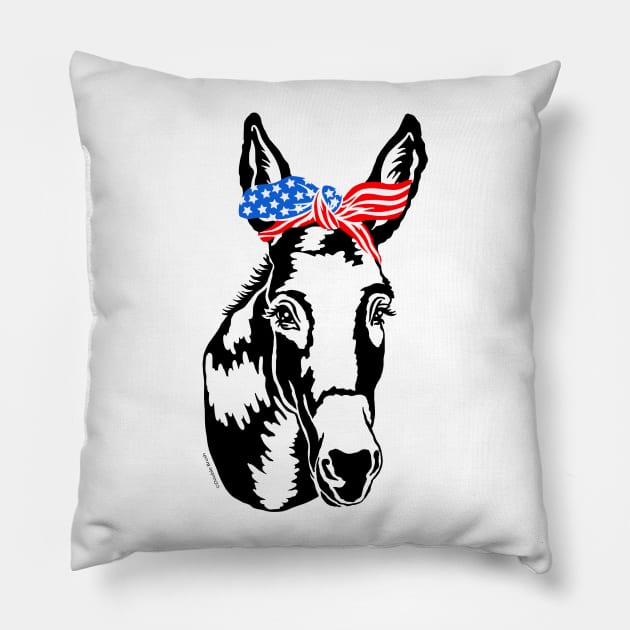 Patriotic Donkey Democrat American Flag Democratic Party Pillow by DoubleBrush