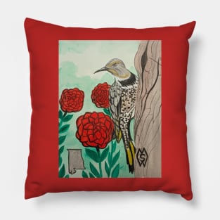 Alabama state bird and flower, the yellowhammer and camellia Pillow