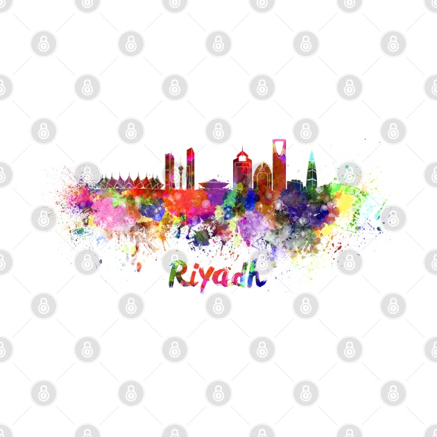 Riyadh skyline in watercolor by PaulrommerArt