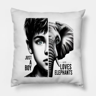 Majestic Elephant-Boy Harmony Portrait Pillow