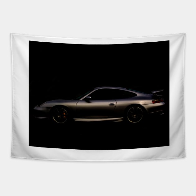 Silver Porsche 911 996 Tapestry by captureasecond