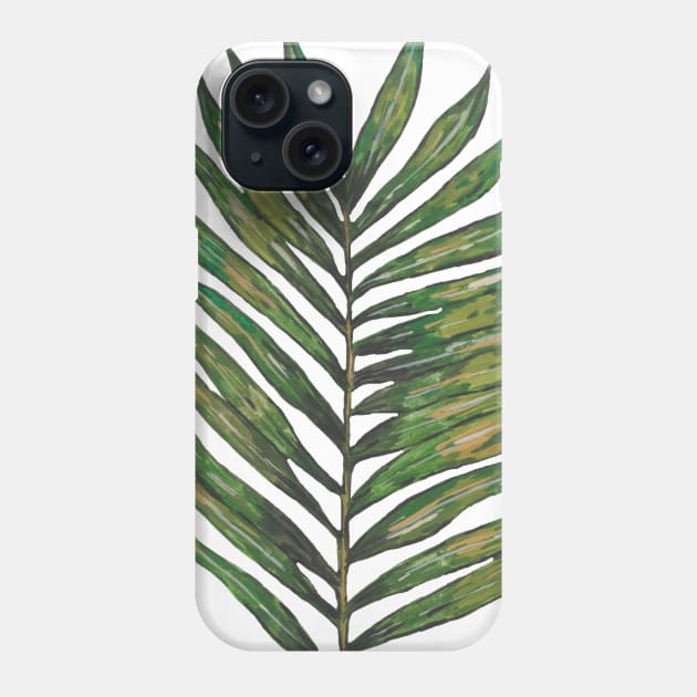 Watercolor tropical green leaf Phone Case by deadblackpony