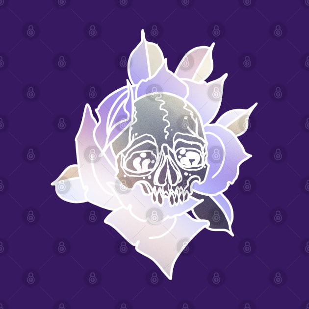 Skull and rose by Blacklinesw9