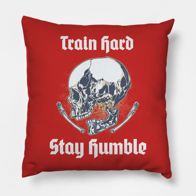 Train Hard, Stay Humble Pillow by GritGains