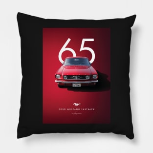 1965 Red Ford Mustang Artwork Pillow