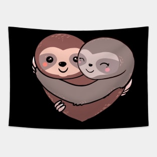 Sloth lover flowers heart and sweet hug Tapestry