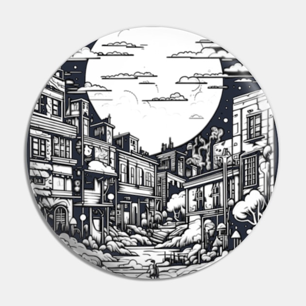 Abandoned CityScape At Night Pin by vystudio