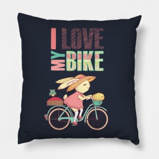 Cute Rabbit riding a bicycle Pillow