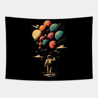 Astronaut Holding Planet Balloons Astronaut Funny Universe Outer Space Cosmonaut Astrology Stars Solar System Earth Neptune Astronomy Space Travel Tapestry