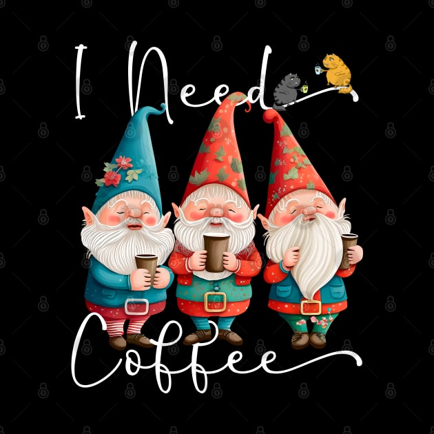 I Need Coffee Funny Coffee & Gnome Lovers Floral Easter by Ai Wanderer