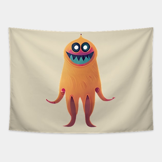 Orange Cute Monster Tapestry by CuteMonsters