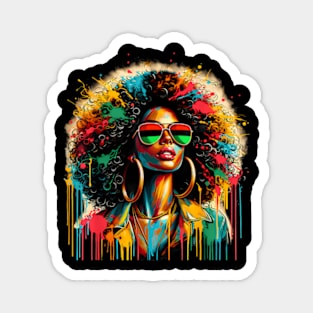 Juneteenth Black Womens  Afro African Melanin Dripping Magnet