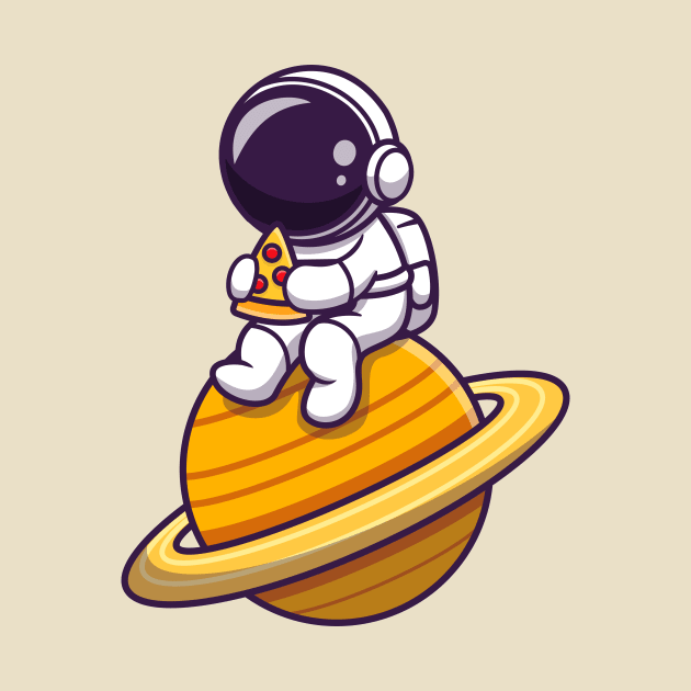 Cute Astronaut Eating Pizza On The Planet by Catalyst Labs