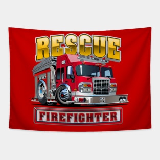 Cartoon Fire Truck Tapestry