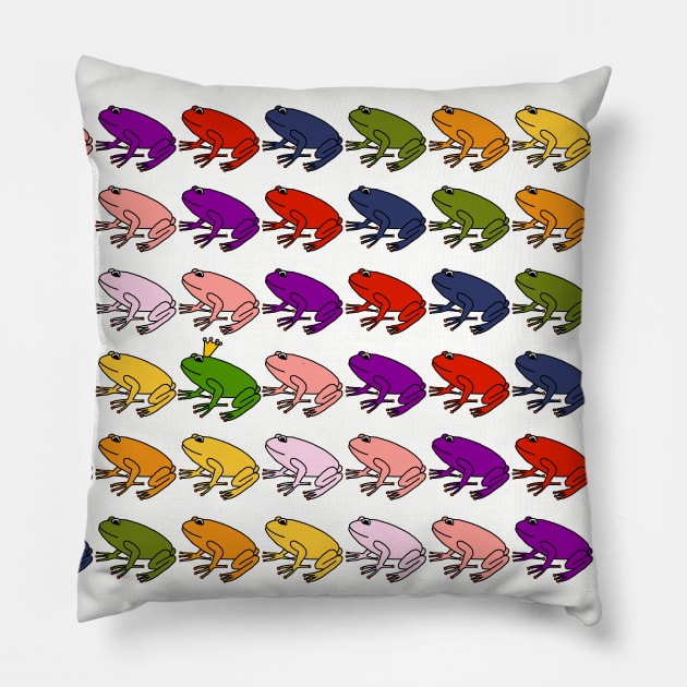 Rainbow Army of Frogs Pillow by ellenhenryart